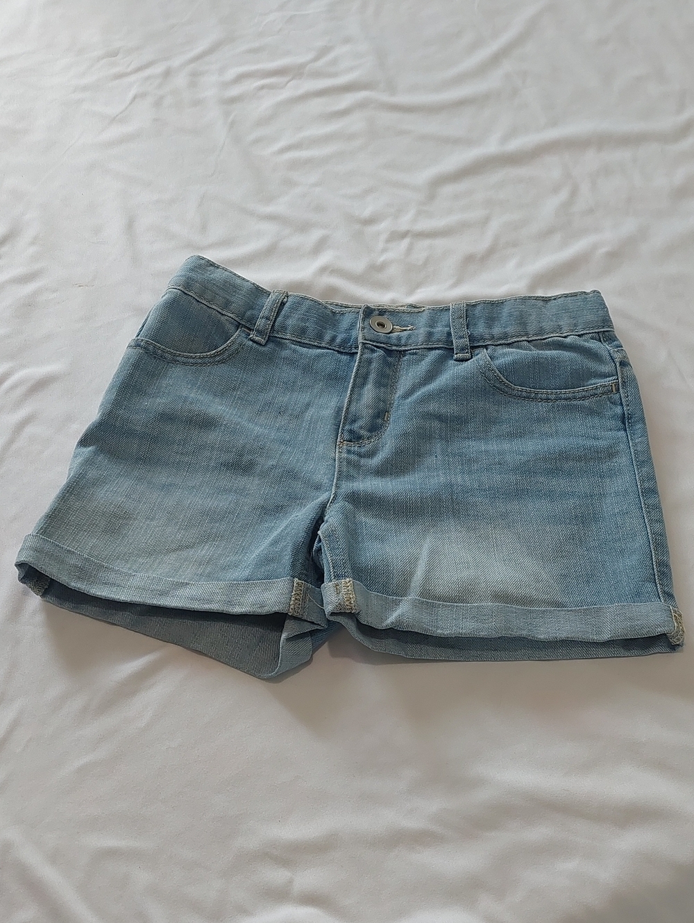 Place Light Blue Denim Childrens Cuffed Shorts.Size 10
